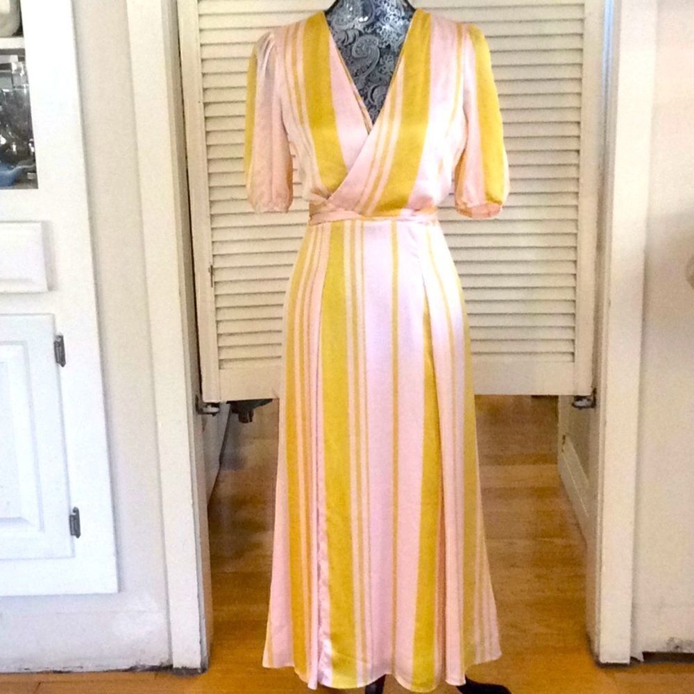 Leyden pale pink and yellow chiffon double wrap XS